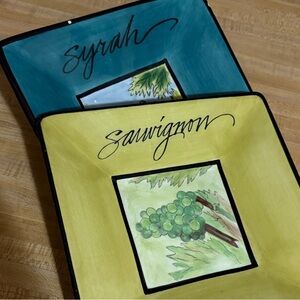 Hand-Painted Ceramic Plates - Blue and Yellow